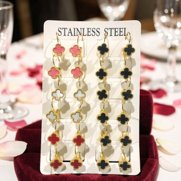 4-Leaf Clover Flower Earrings for Women Girls – Stainless Steel Gold Earrings