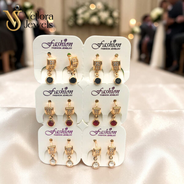 Drop Earrings for Women Girls – Golden Crystal Square Dangle Earrings Fancy Hanging Earrings Party Wear Jewelry Single Pair Pakistan