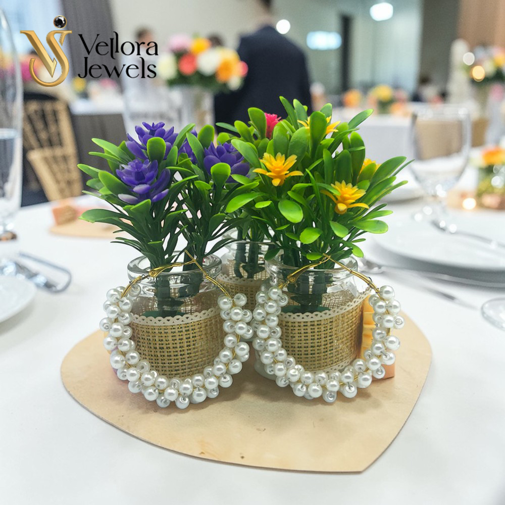 Black / White beaded Hoop Earrings for Women Girls - Image 7