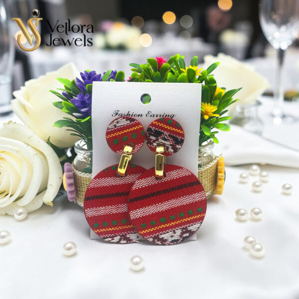 Fabric Round Earrings for Women Girls