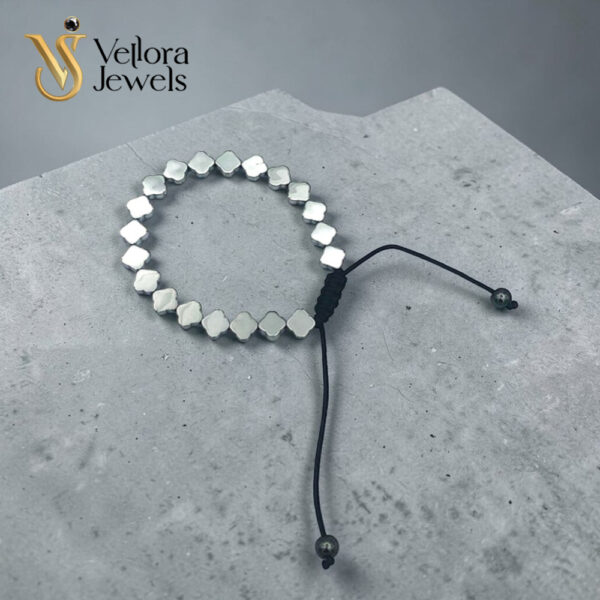Silver Flower Bead Bracelet for Men Women