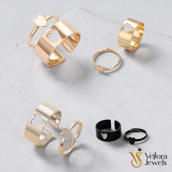 4 Pairs Fashion Rings Set for Women Girls