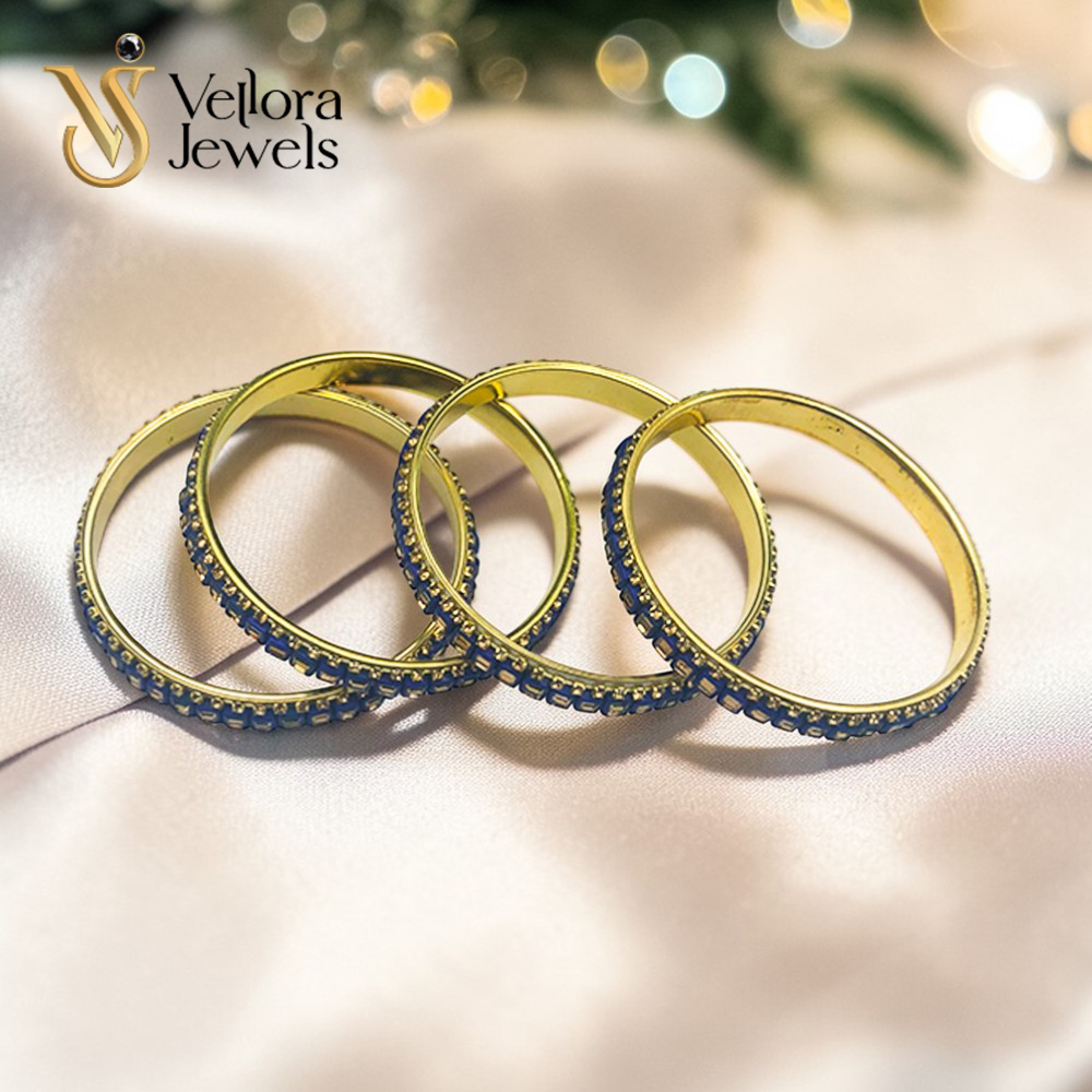 Blue Kundan Bangles Set for Women Girls – Gold Plated Traditional Bridal Bangles - Image 4