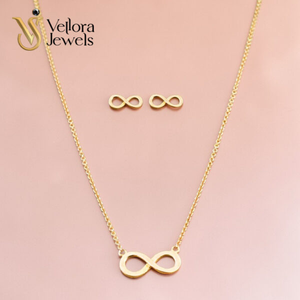 Infinity Necklace Locket with Infinity Ear Studs Set for Women Girls