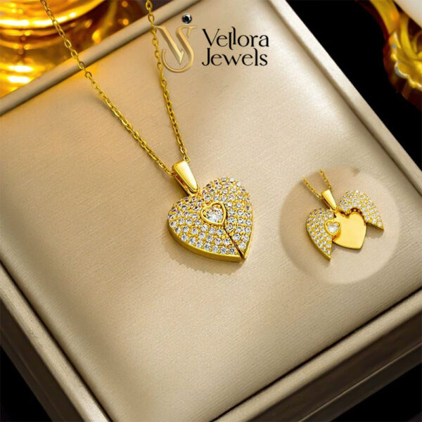 Custom Name Necklace for Women Girls – Personalized Engraved Heart Locket Rhinestone Couple Necklace Stainless Steel Laser Name Pendant Clavicle Chain Gift for Girlfriend Wife Pakistan Jewelry