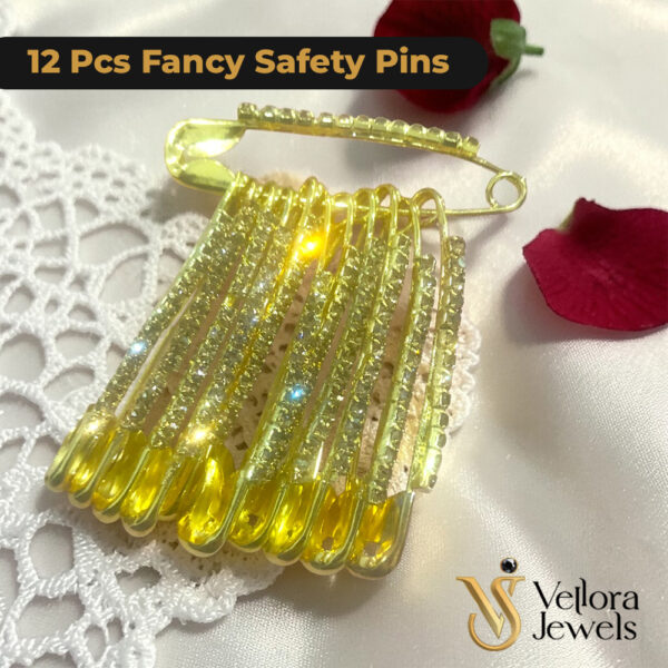 12 Pcs Hijab Pins Fancy Safety Pins for Women & Girls