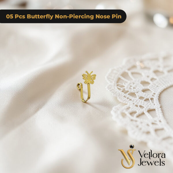 5 Pcs Butterfly Non-Piercing Nose Pin for Women & Girls